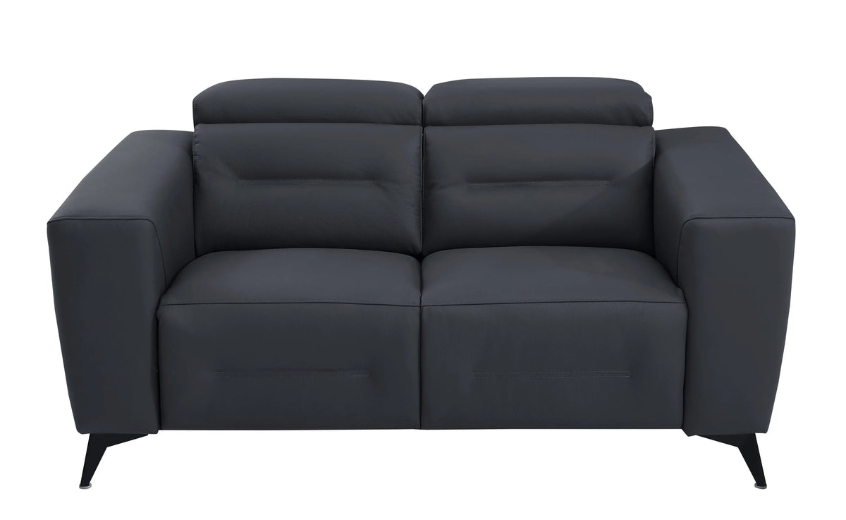 Dark Grey Top Grain Italian Leather Power Recliner Loveseat M9835