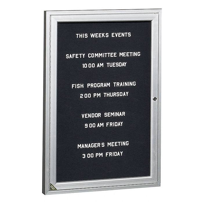 Black Satin Aluminum Enclosed Letter Board V77588