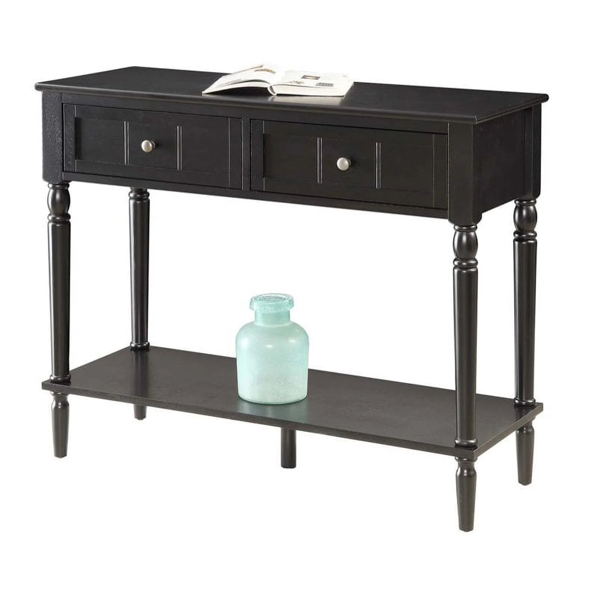 Black 2 Drawer Wood Console Table E775156