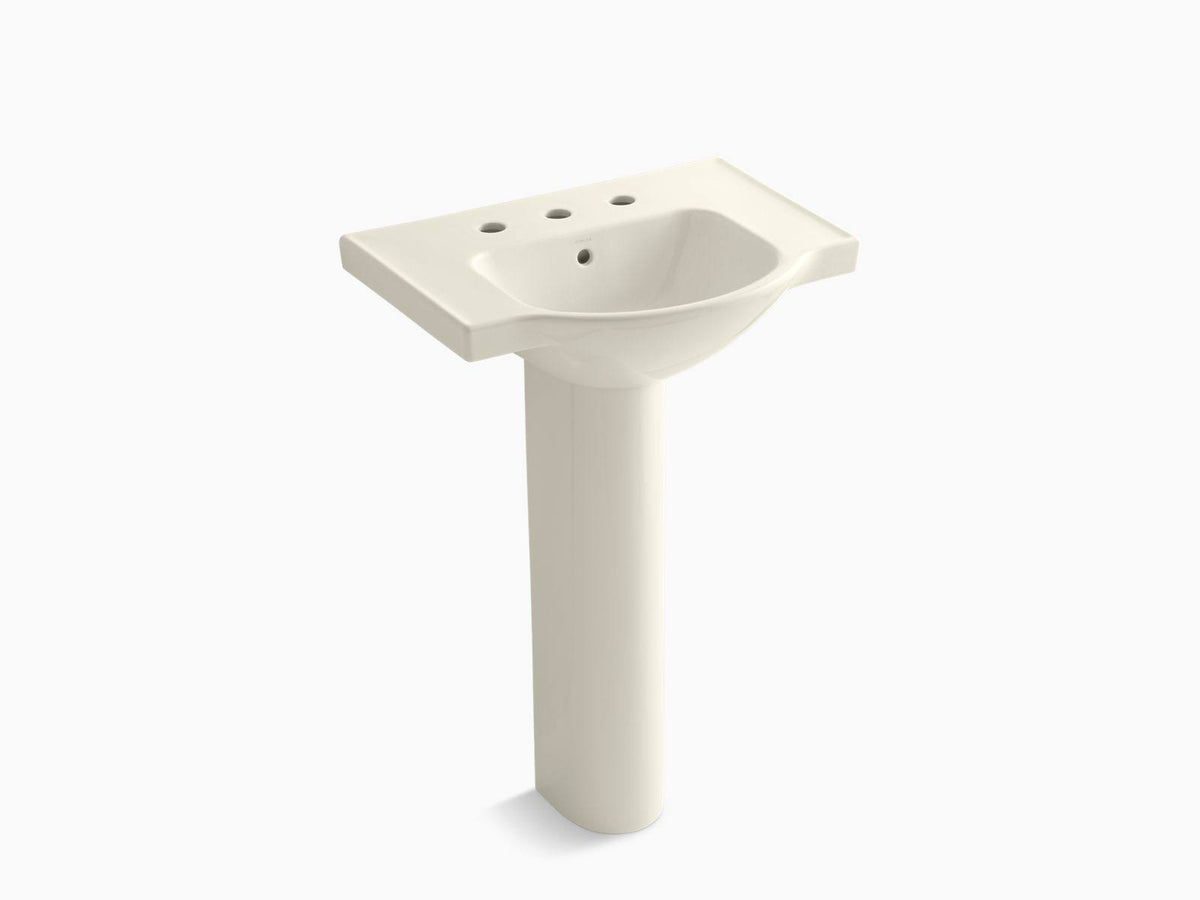 Biscuit 24 In. Pedestal Bathroom Sink with 8 In. Widespread Faucet Holes J121718