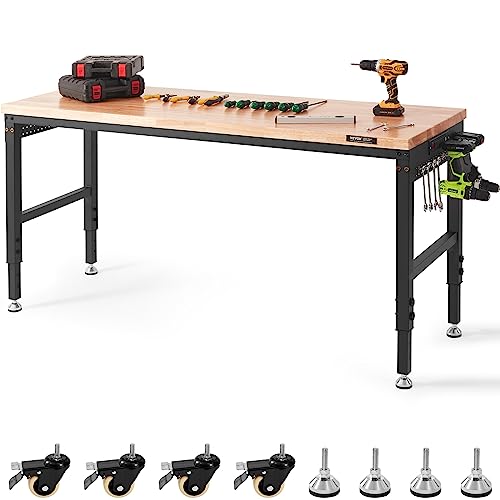 60" Adjustable Heavy Duty Workbench 2000 LBS with Power Outlets S6922