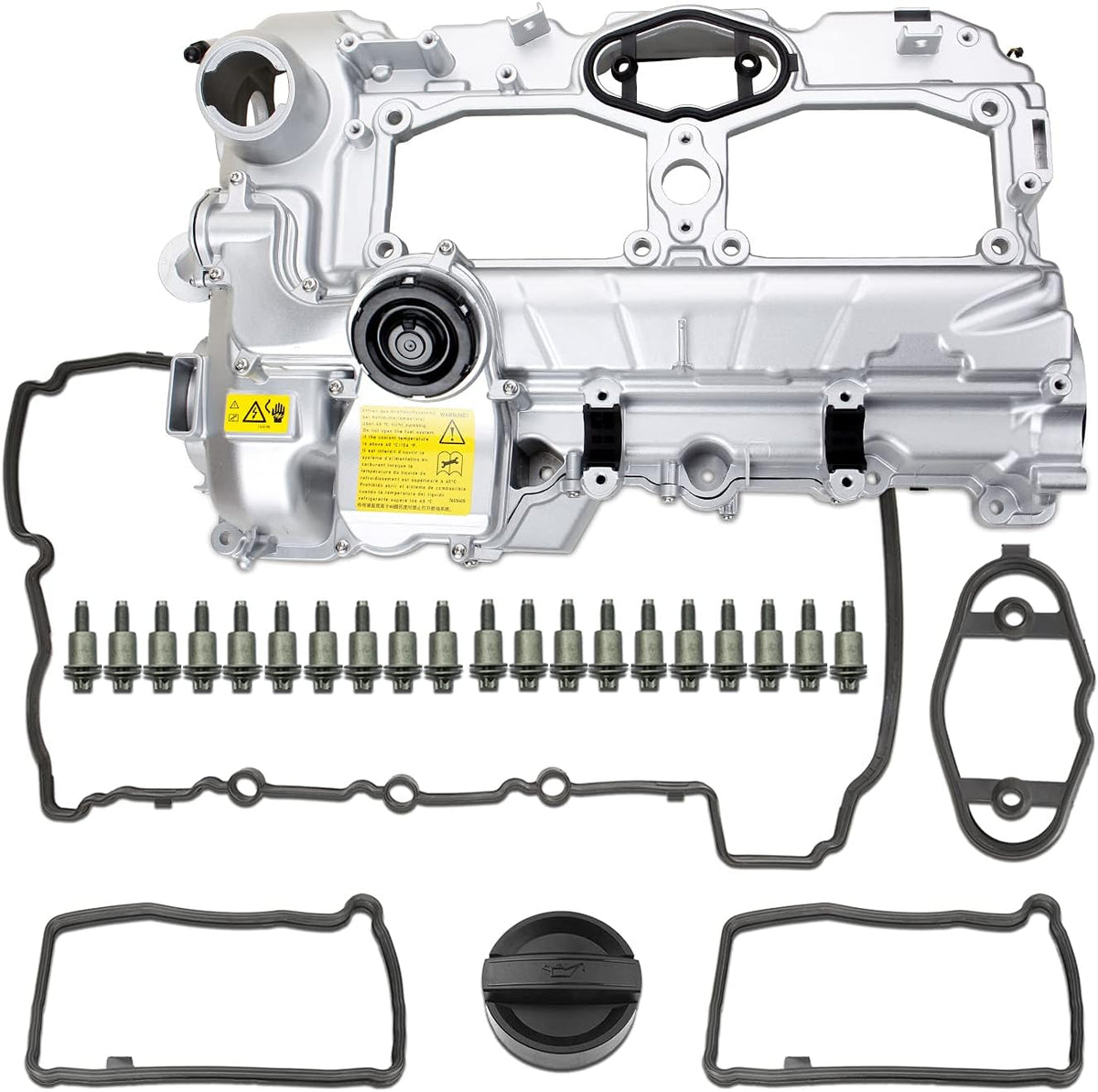 Aluminum Valve Cover with Gasket Bolts Kit & Oil Cap E14163