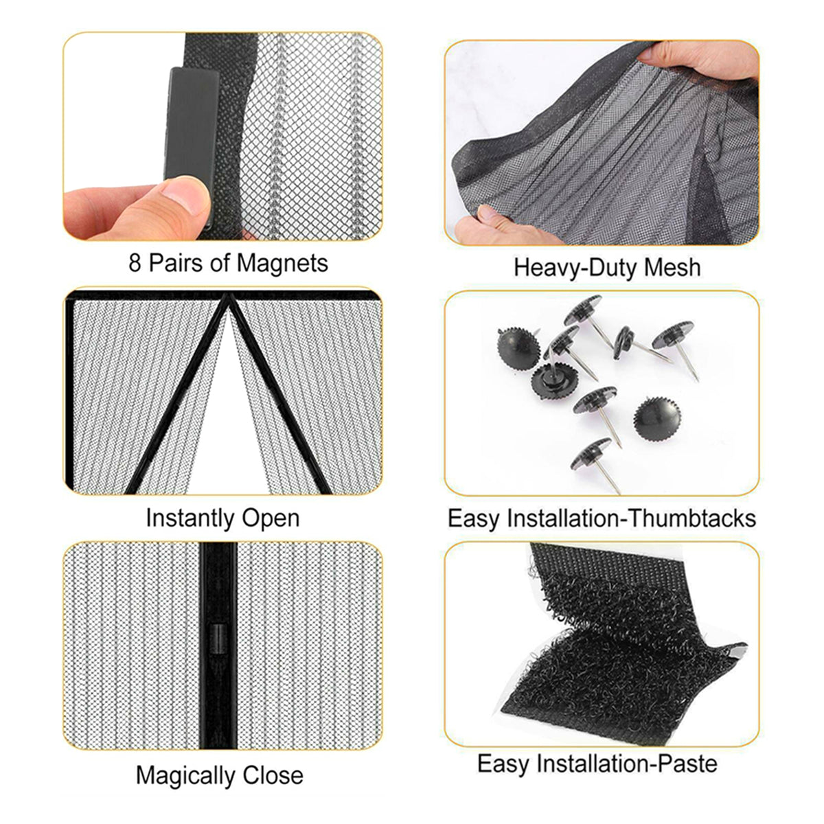 38" x 83" Black Fiberglass Mesh Screen Door C715590