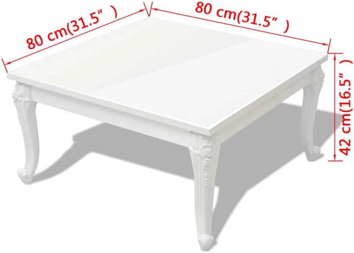 Coffee Table End Table with Plastic Legs High Gloss White H471