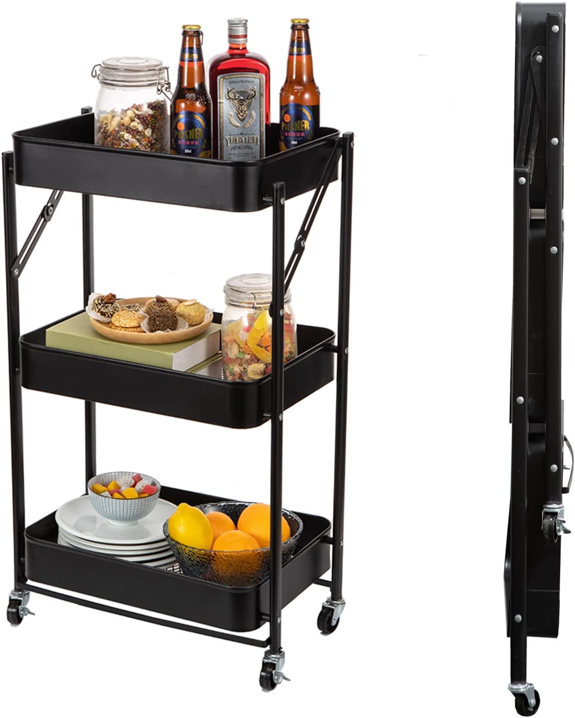 Blue 3 Tier Metal Rolling Cart E41013