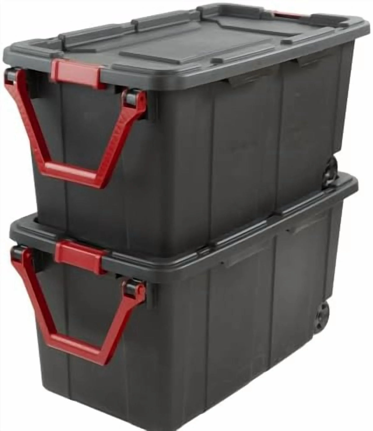 Black 40 Gallon Wheeled Plastic Storage Container 2 Pack B419