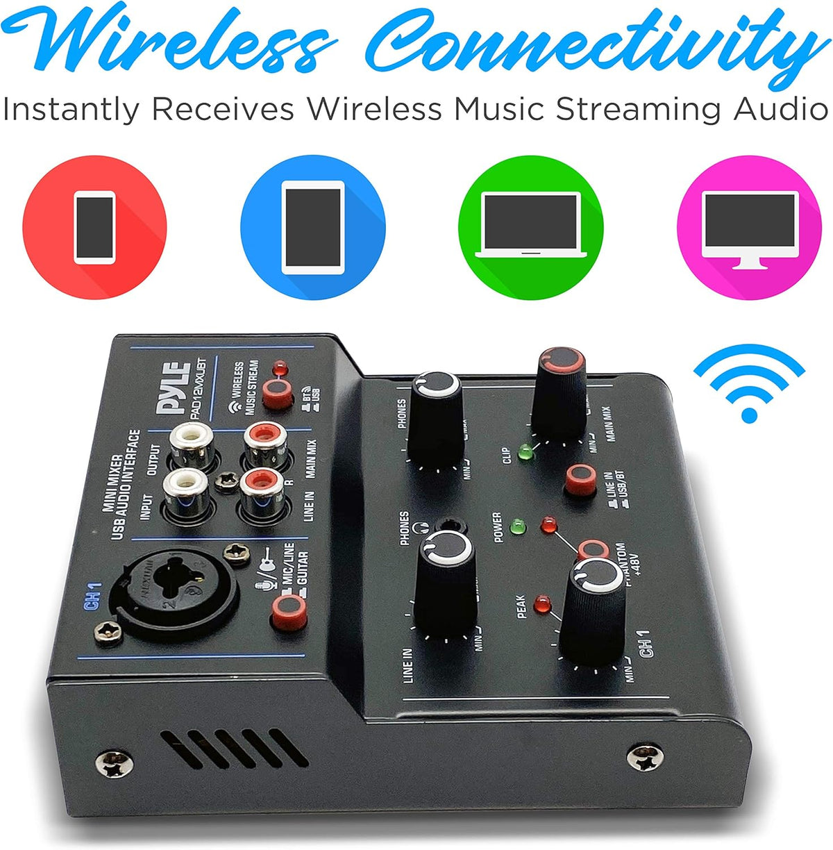2-Channel Bluetooth DJ Controller Sound Mixer with USB Audio Interface L6200
