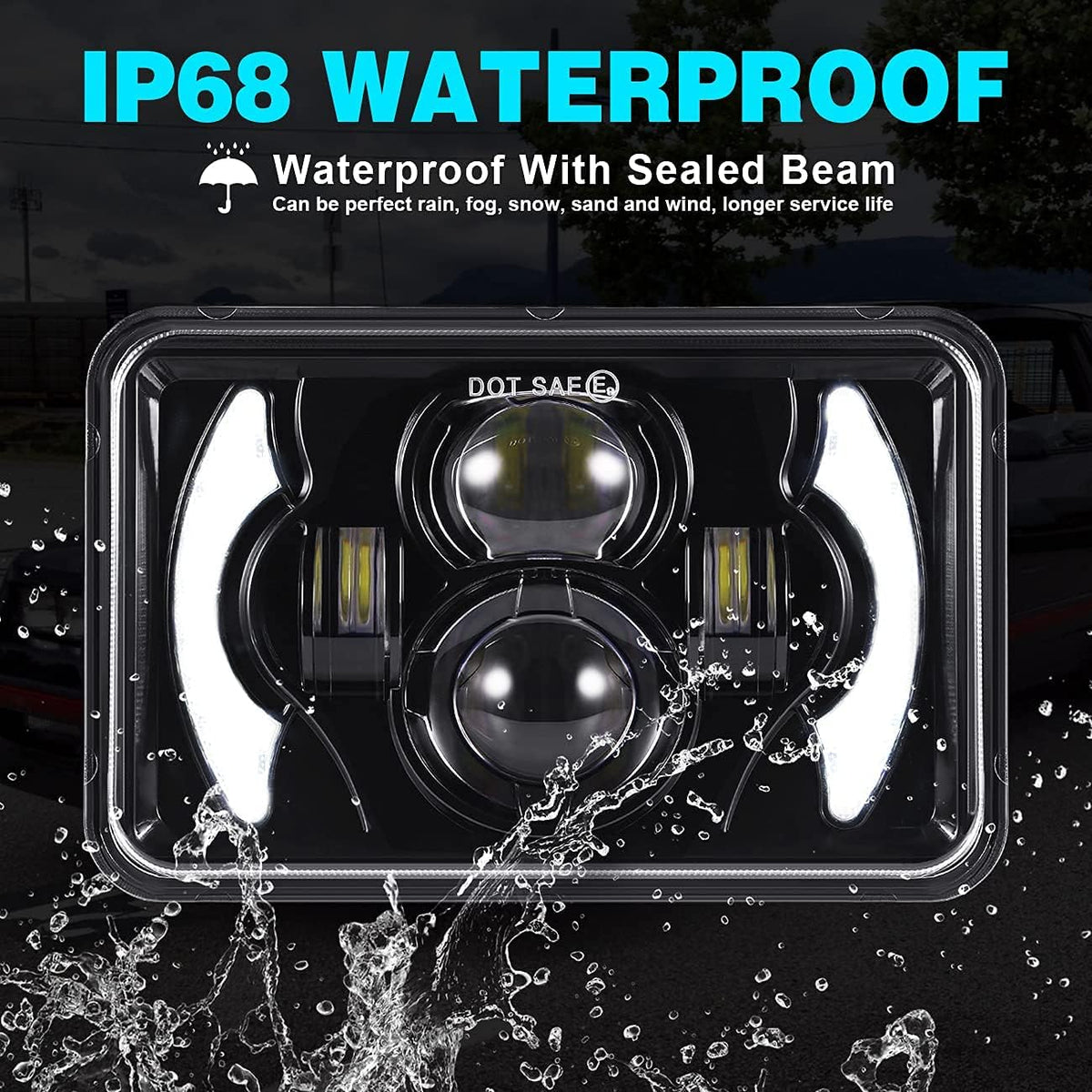 4x6 Inch LED Headlights with DRL Sealed Beam Rectangular Replacement L3509