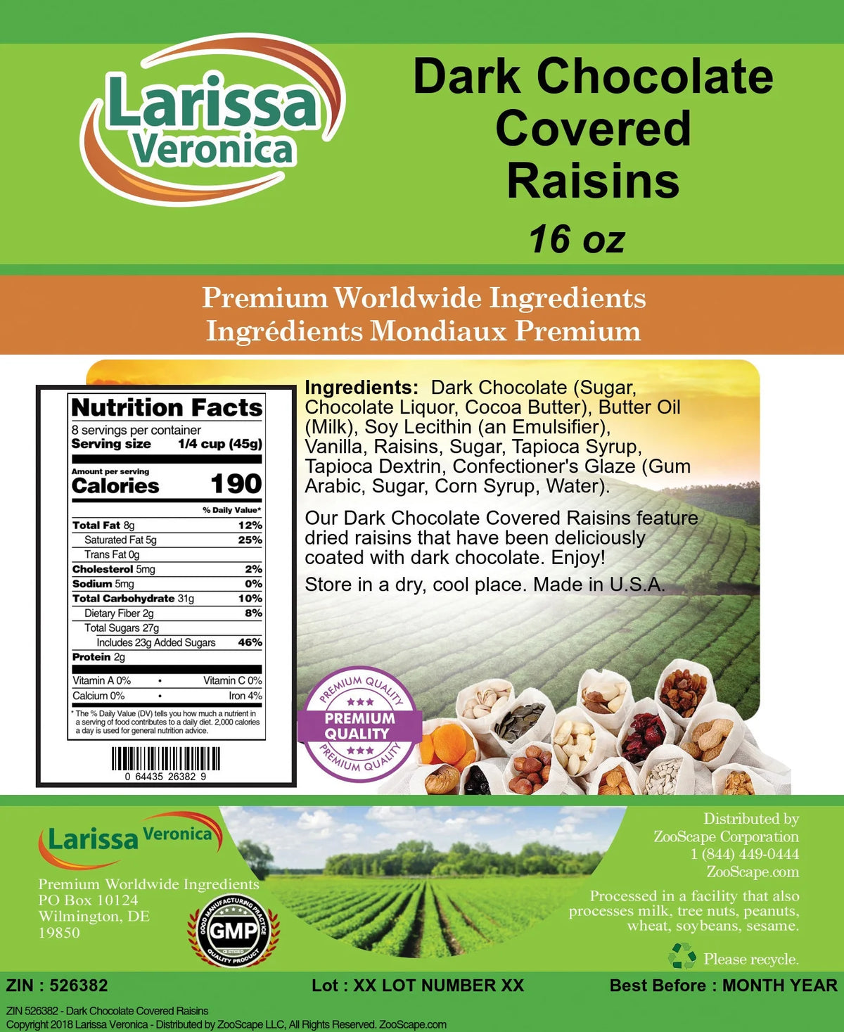 Dark Chocolate Covered Raisins 16 oz 2-Pack D62128