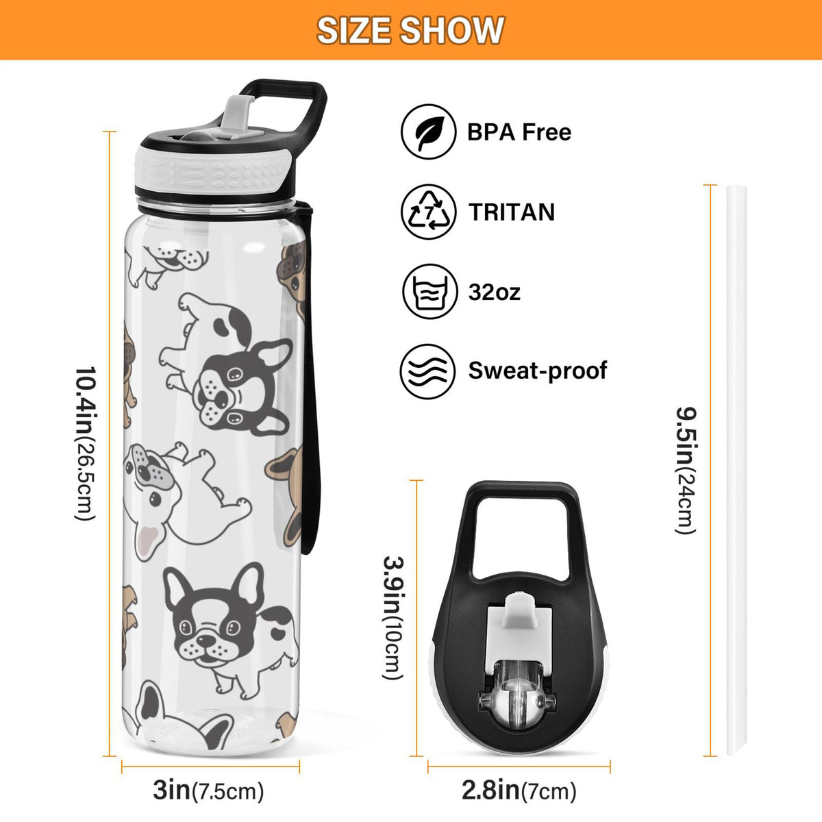 32oz Leakproof Tritan Water Bottle with Straw S922
