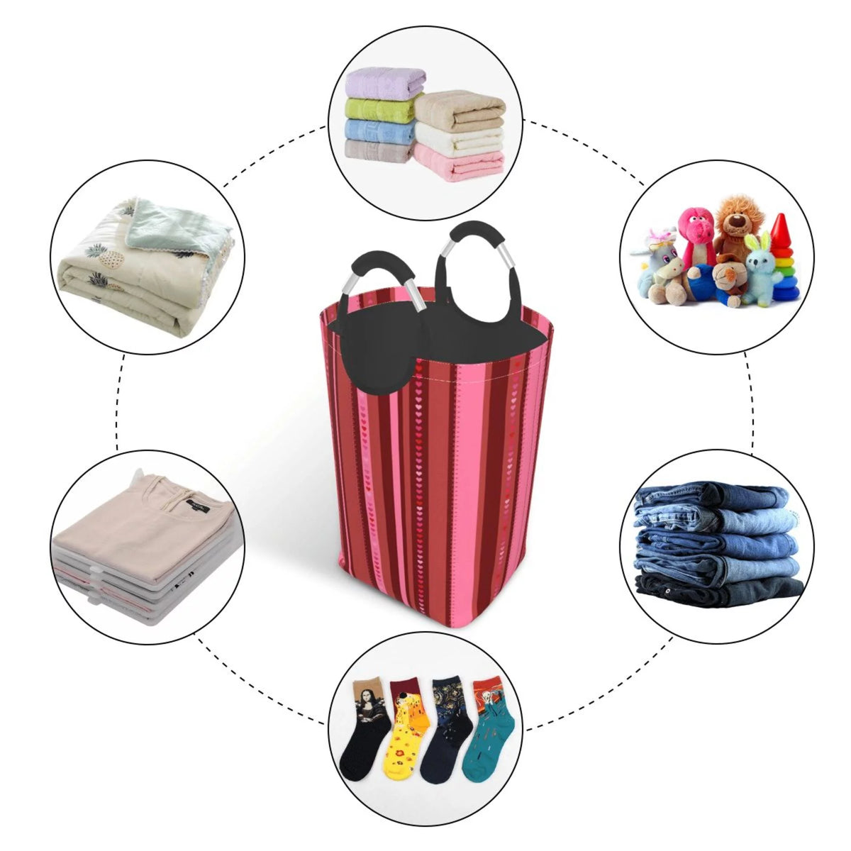 50L Rectangular Foldable Laundry Hamper with Aluminum Handles Q777178
