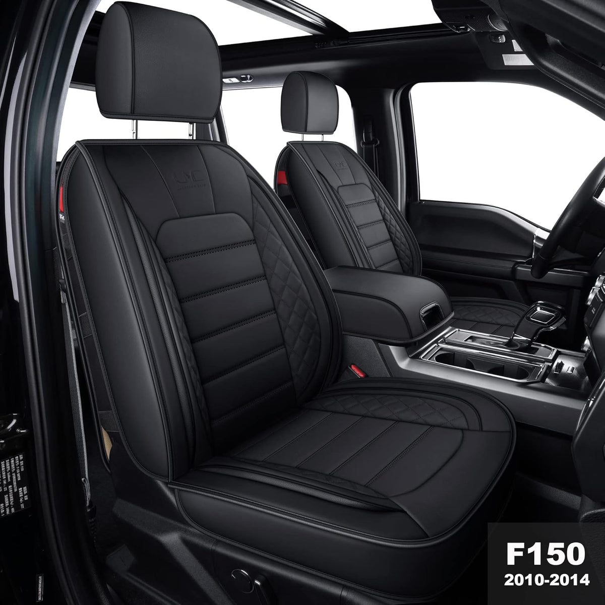 Black & Blue Waterproof Faux Leather Seat Covers N1603