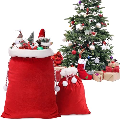 2 Pcs Christmas Velvet Drawstring Bags G294152