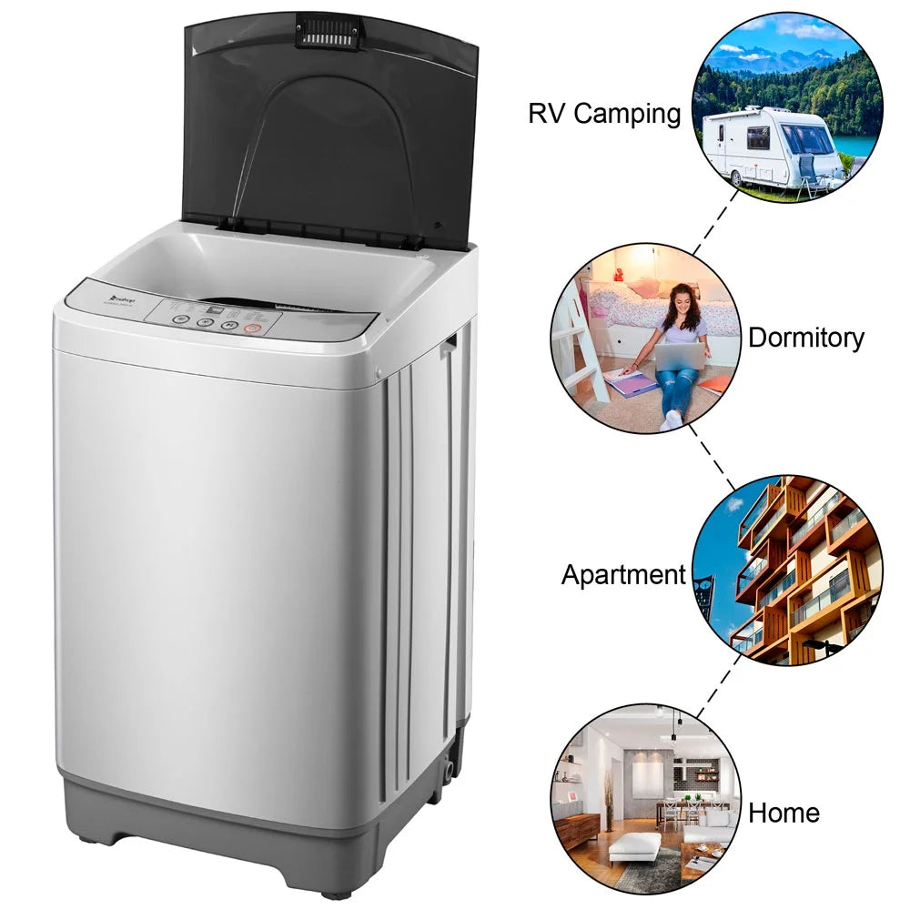 13.3lbs Portable Fully Automatic Washing Machine with Drain Pump C4380