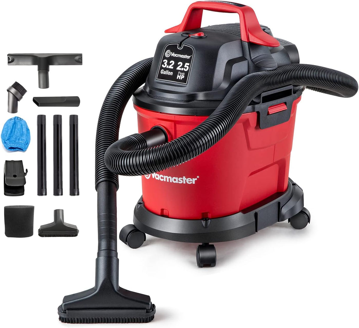 3.2 Gallon 2.5 Peak HP Wall Mounted Shop Vacuum Cleaner with Extension Wands Tool Storage & Wall Bracket, Pack of 2 Z960