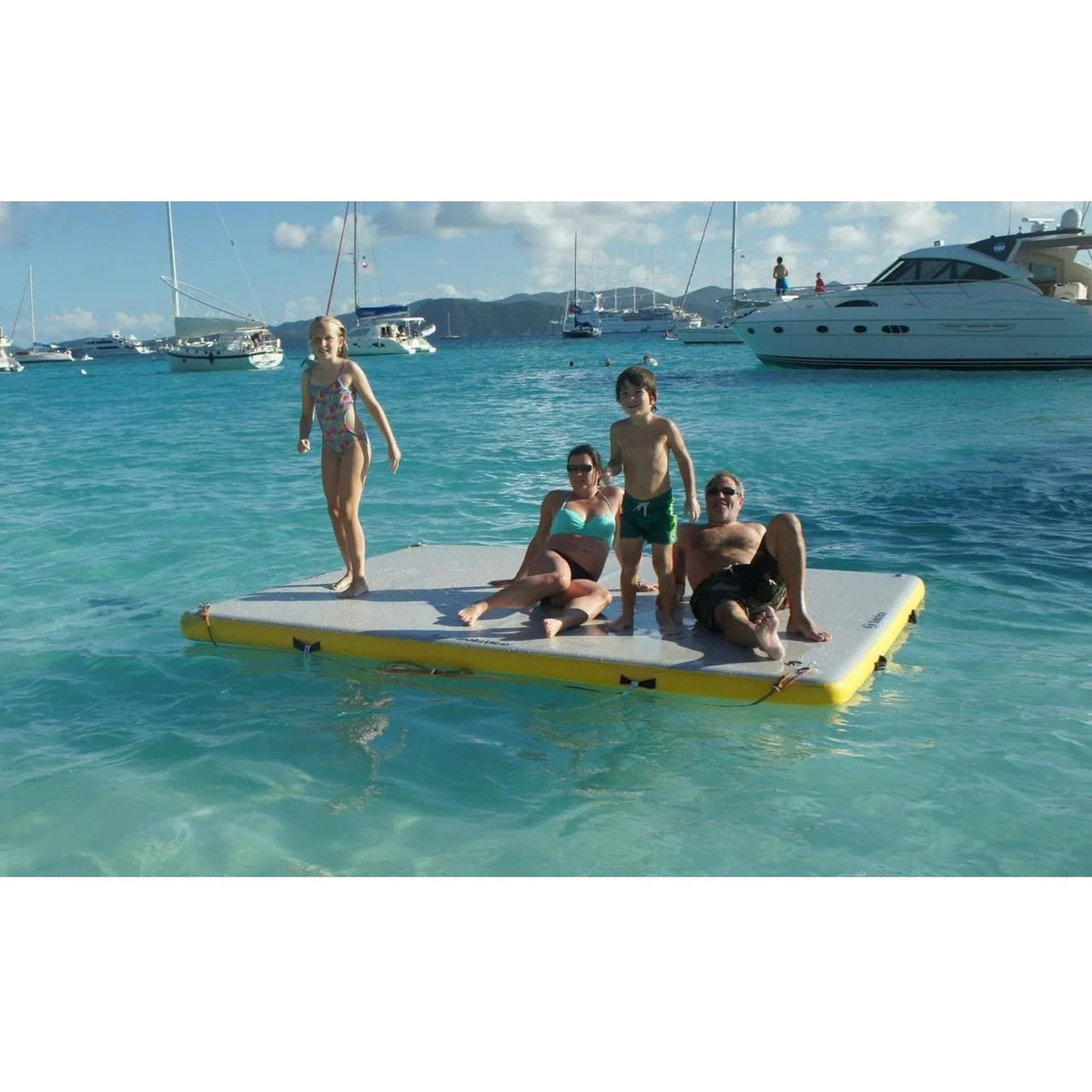 6-Ft Yellow and White Inflatable Dock with Handles O9437