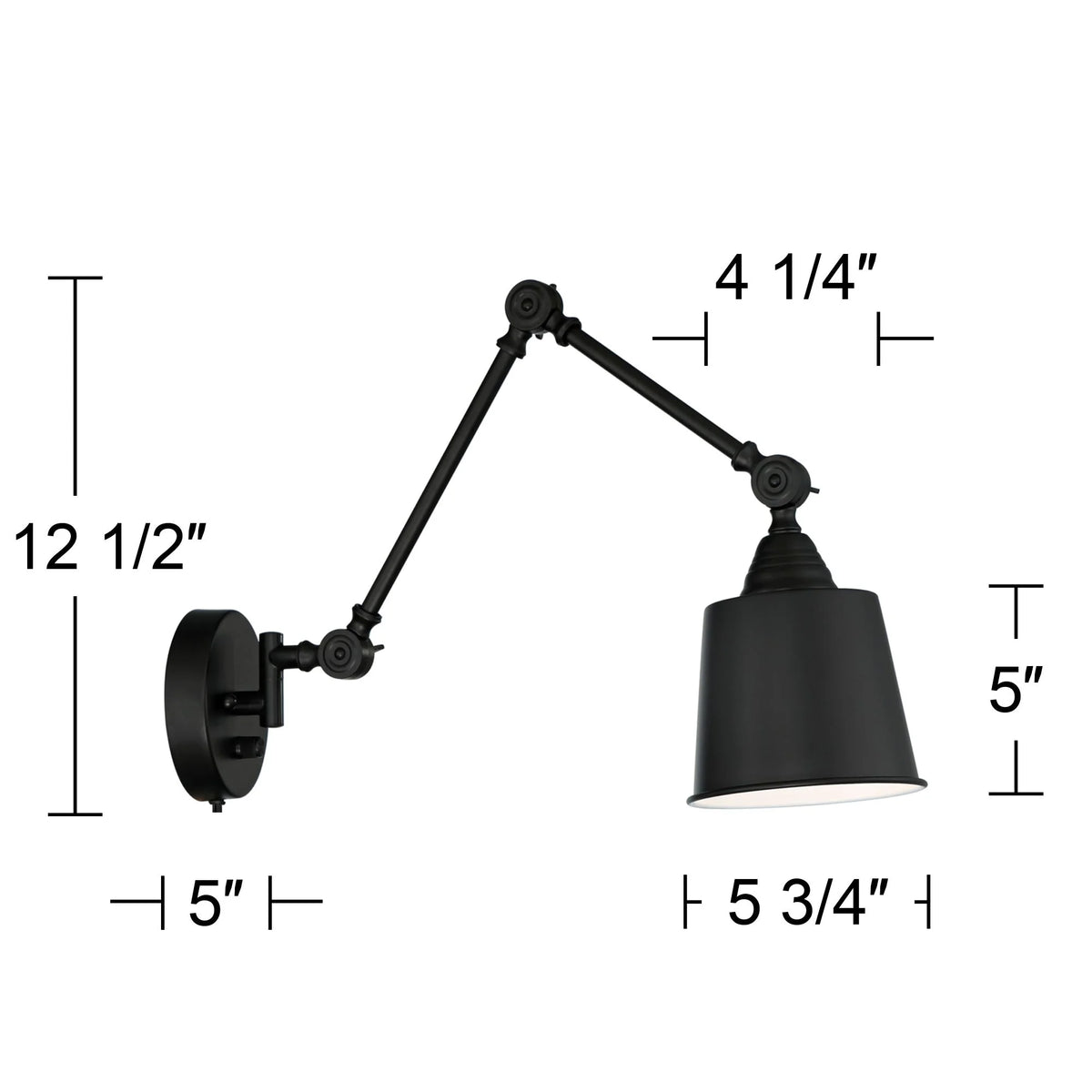 Black Metal Plug-in Wall Lamps Set of 2 K305