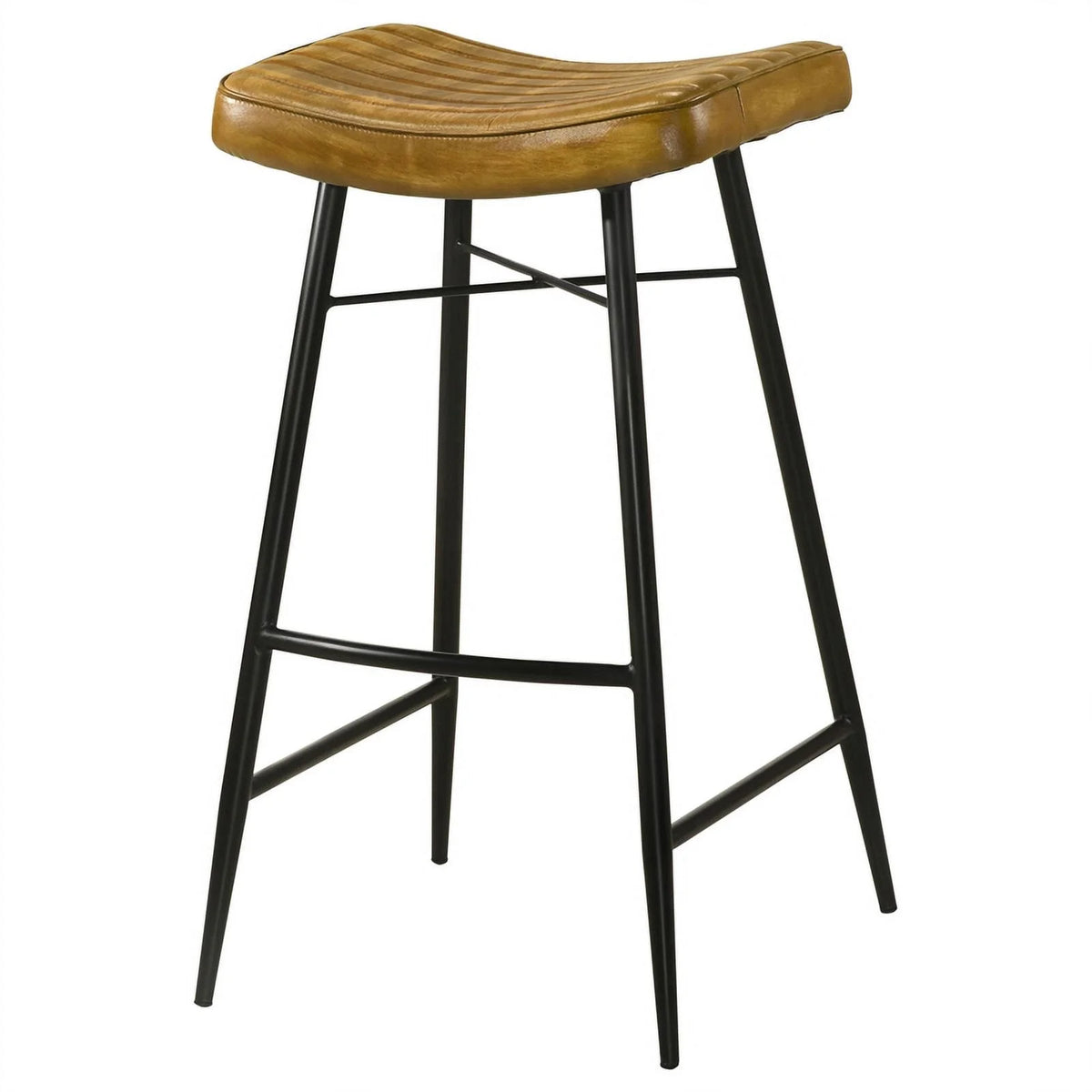 Antique Camel/Black Leather Bar Stool M2497