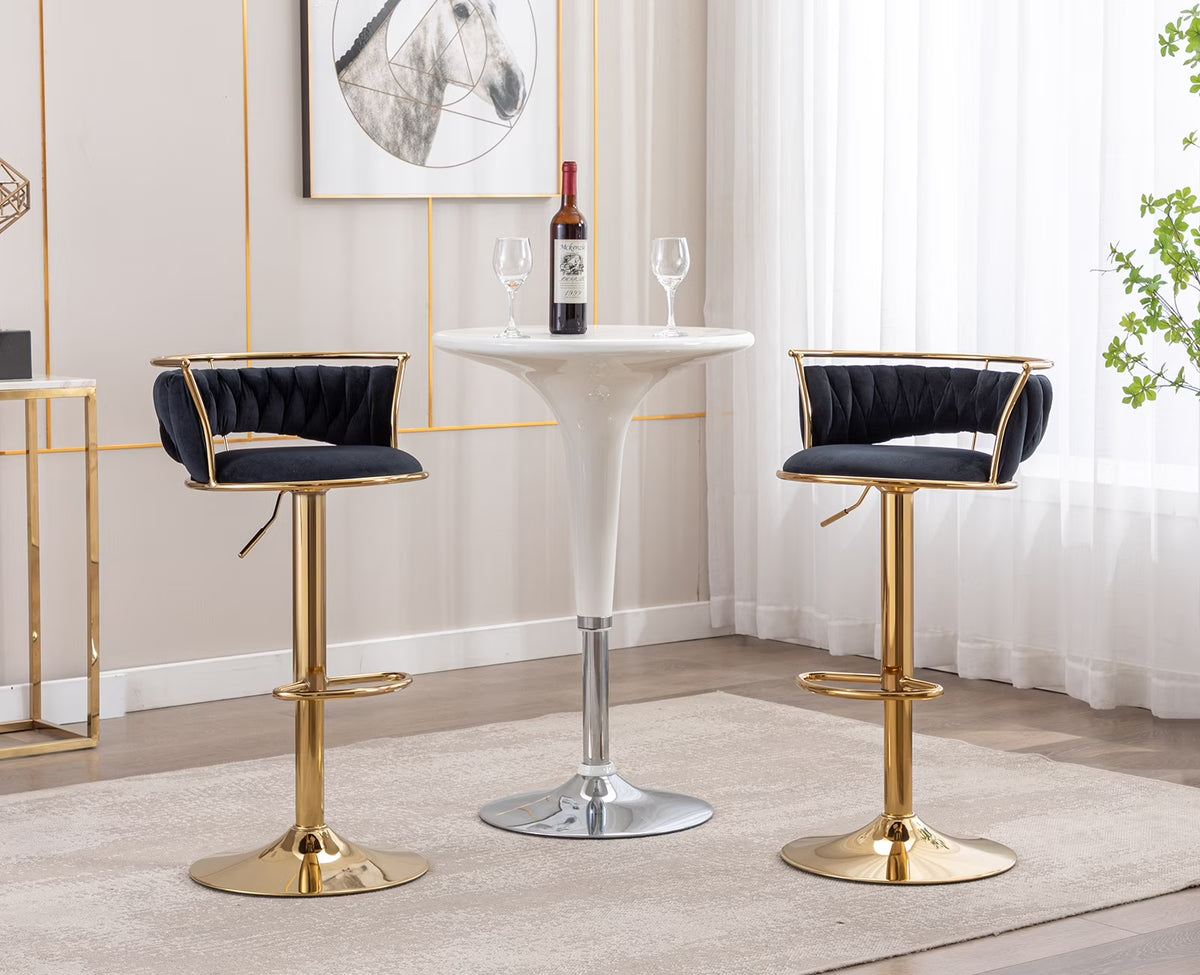 Black Velvet Adjustable Swivel Bar Stools Set of 2 G667500