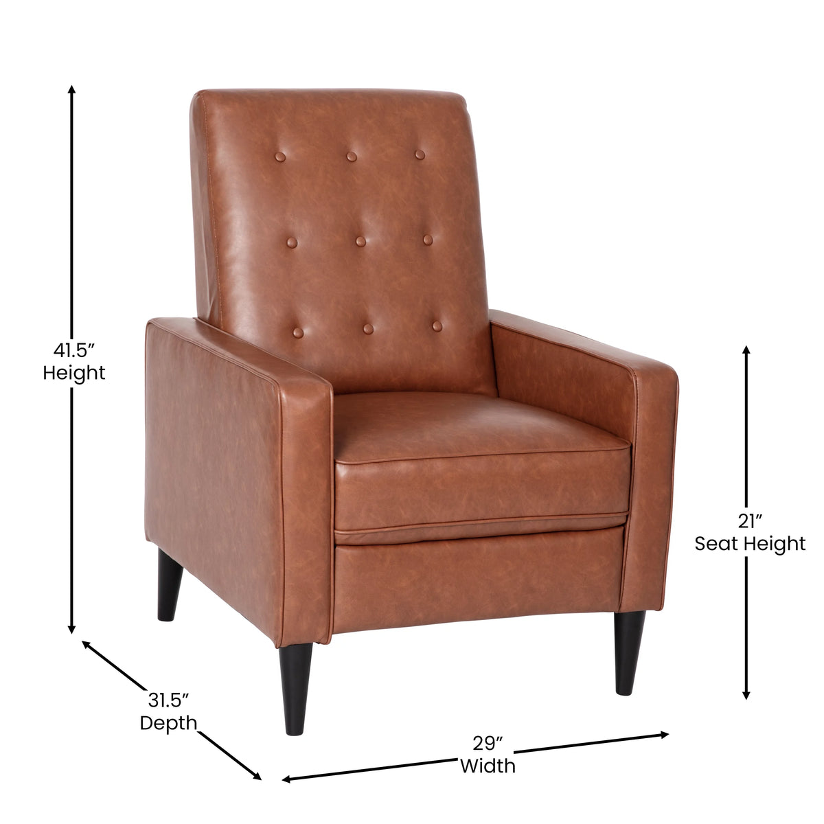 Cognac Brown LeatherSoft Upholstered Recliner U458