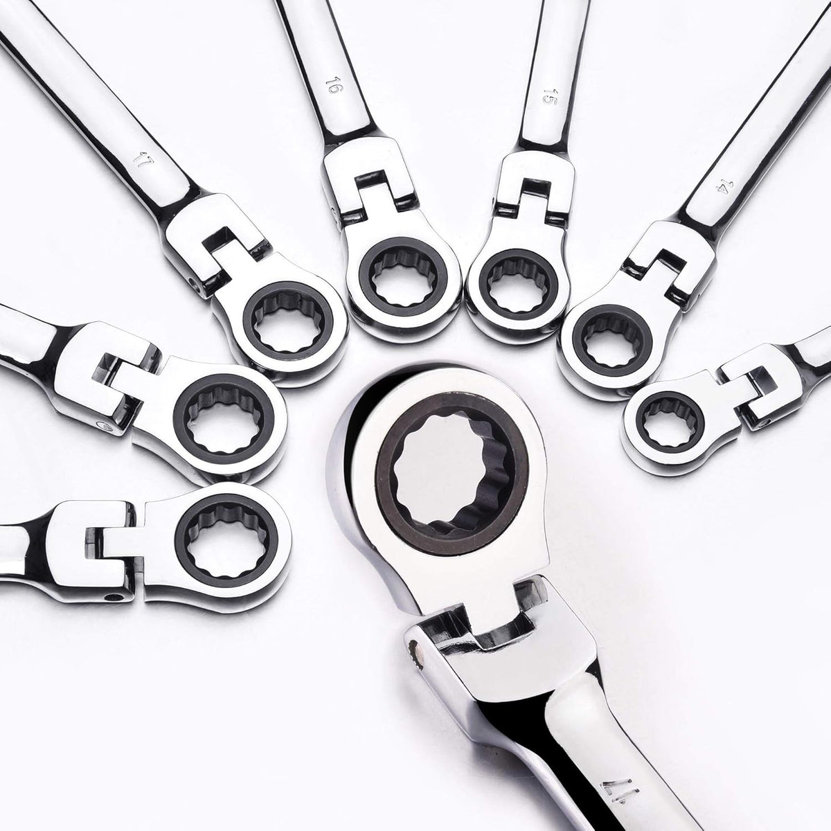 12pc 8-19mm Metric Movable Head Ratchet Wrench Combination Set N1066