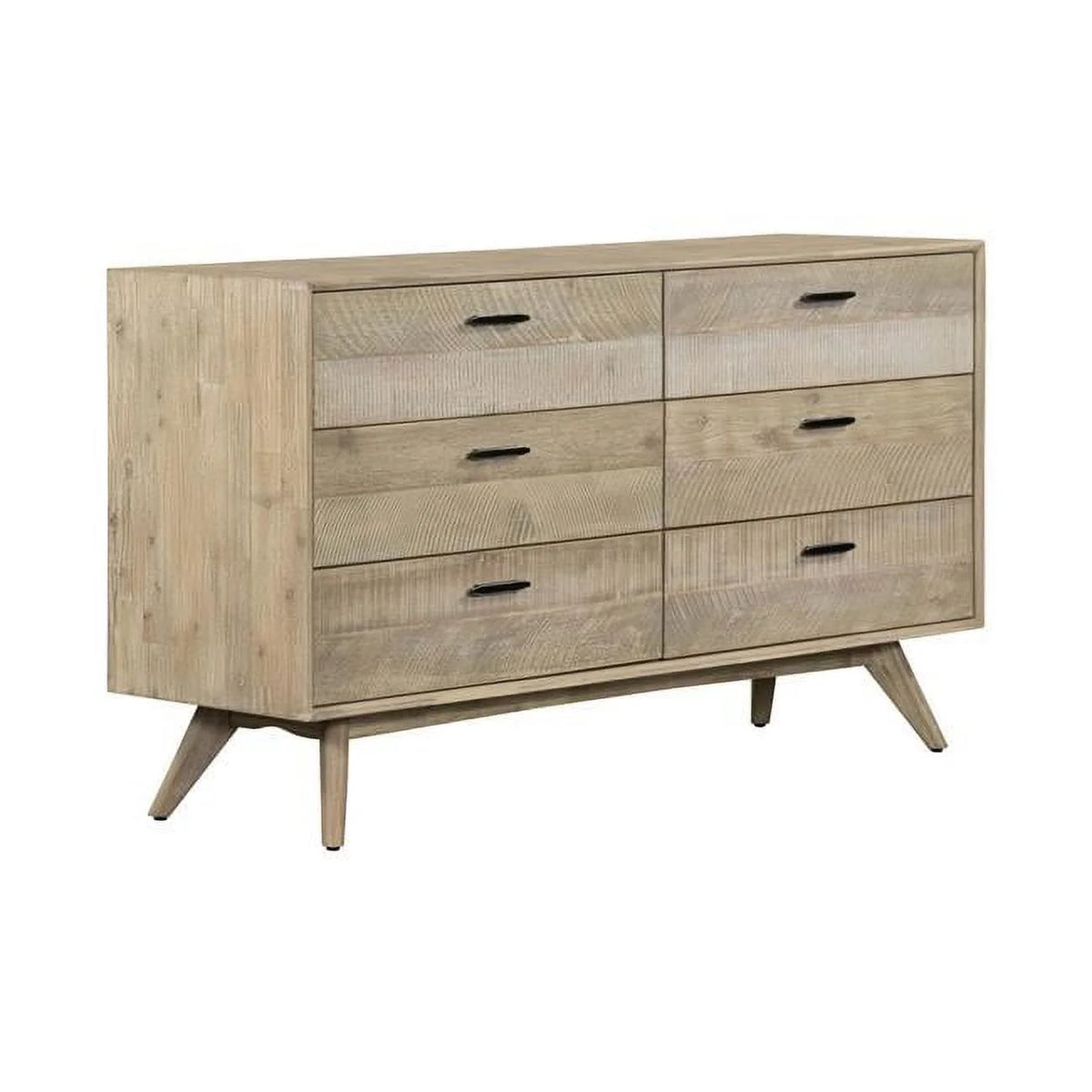 Brown Solid Wood Six Drawer Double Dresser V37488