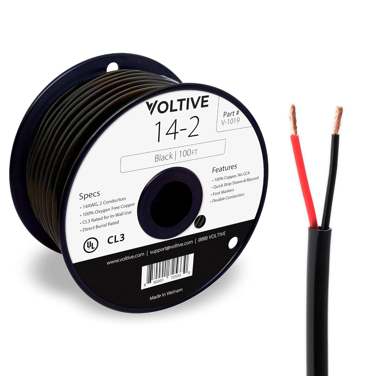 14 AWG 2 Conductor Oxygen-Free Copper Speaker Wire - 500 Foot White W596966