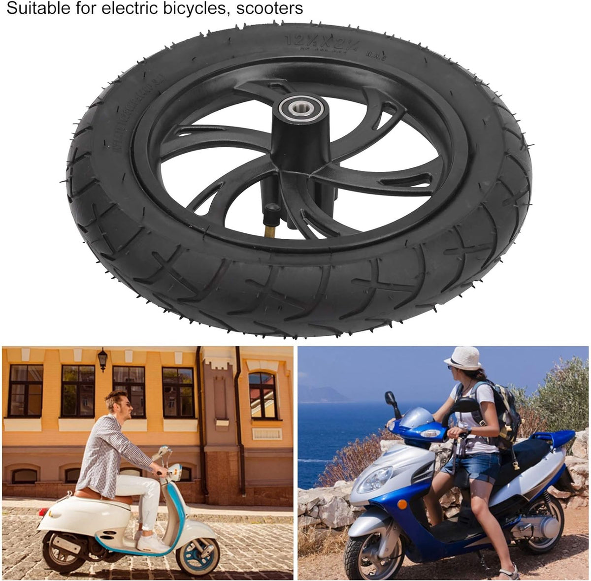 12in Wheel Tire with Wheel Hub, Pack of 2 U465