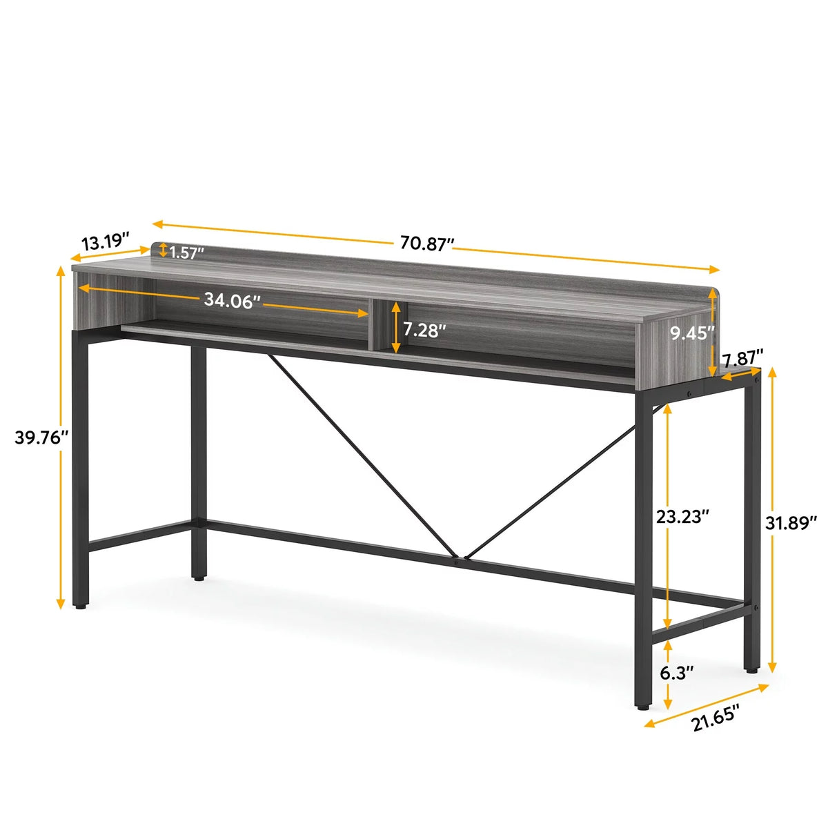 70.9 Inch 2 Tier Narrow Industrial Console Table G969520