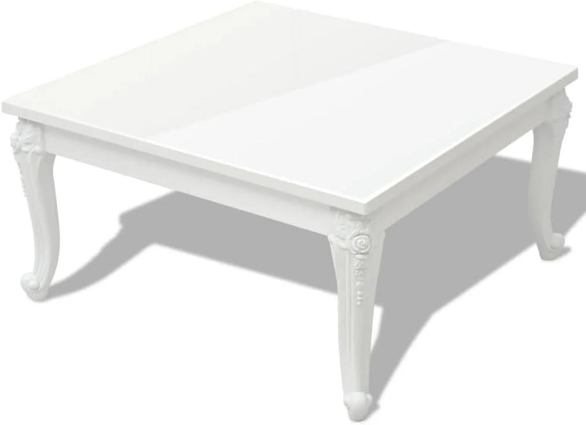 Coffee Table End Table with Plastic Legs High Gloss White H471
