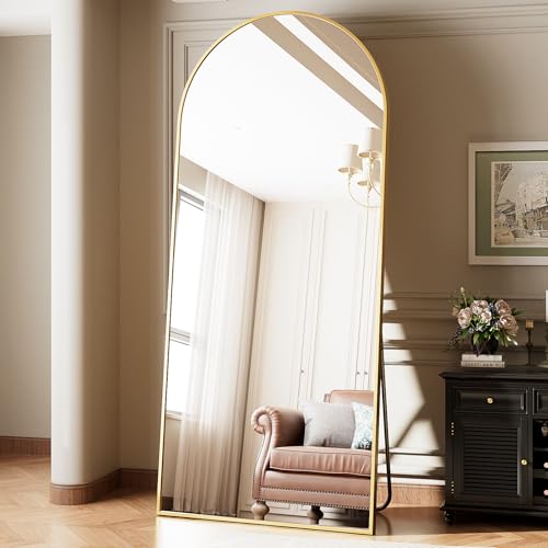 57" x 20" Arched Full Length Mirror Aluminum Alloy Frame Y189190
