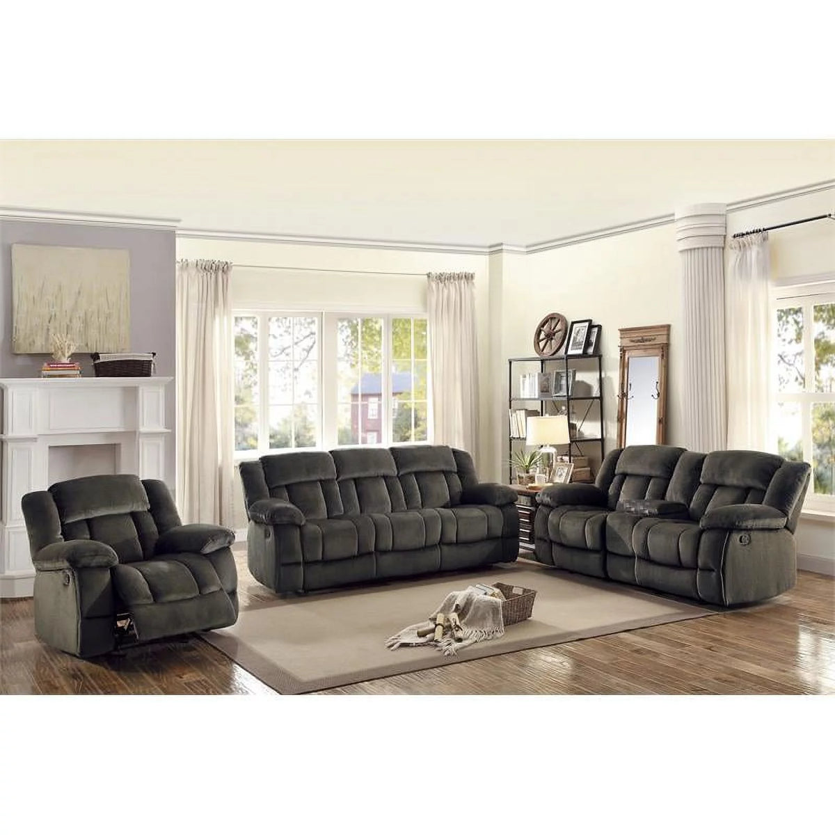 90" Microfiber Double Reclining Sofa Z204805