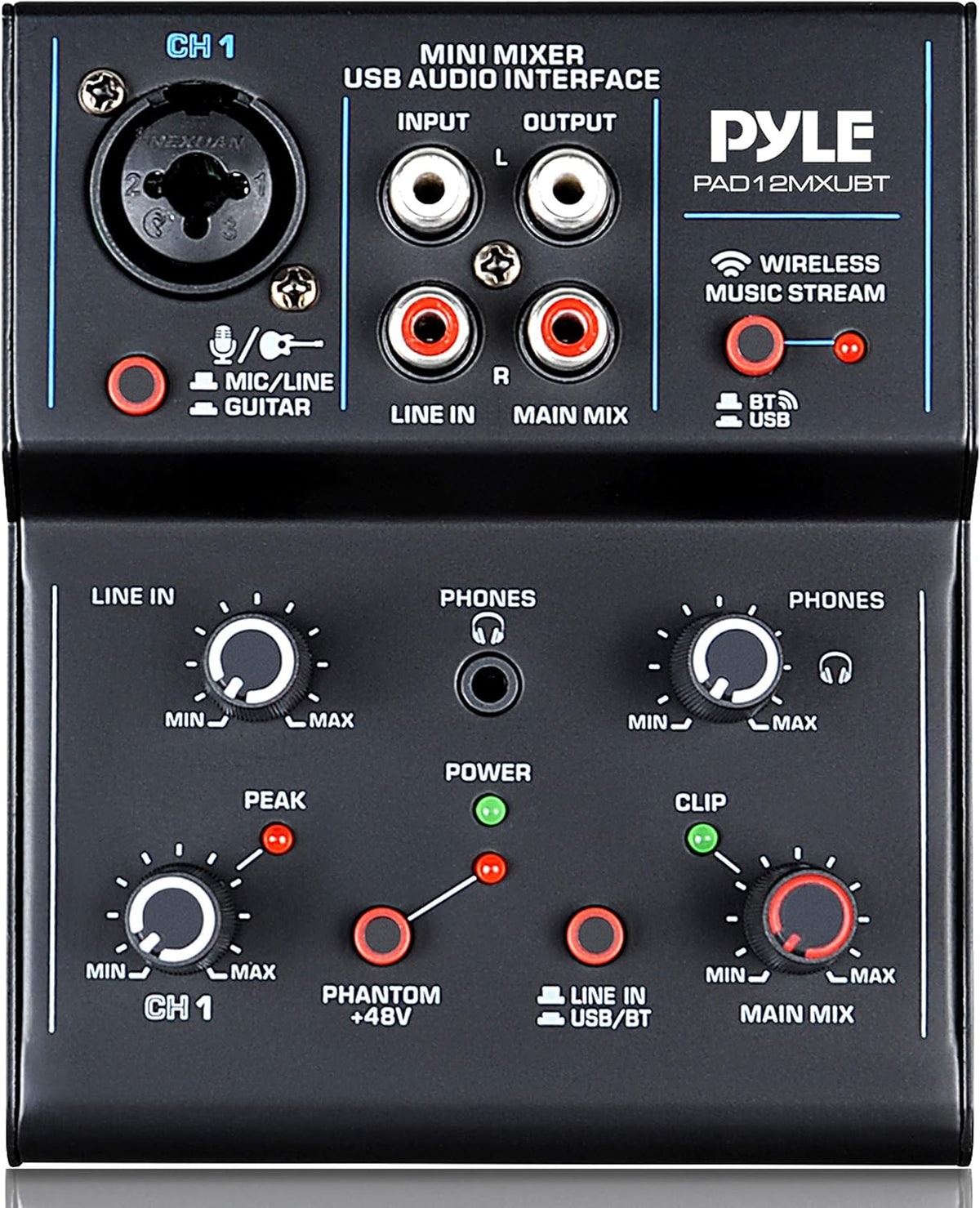 2-Channel Bluetooth DJ Controller Sound Mixer with USB Audio Interface L6200