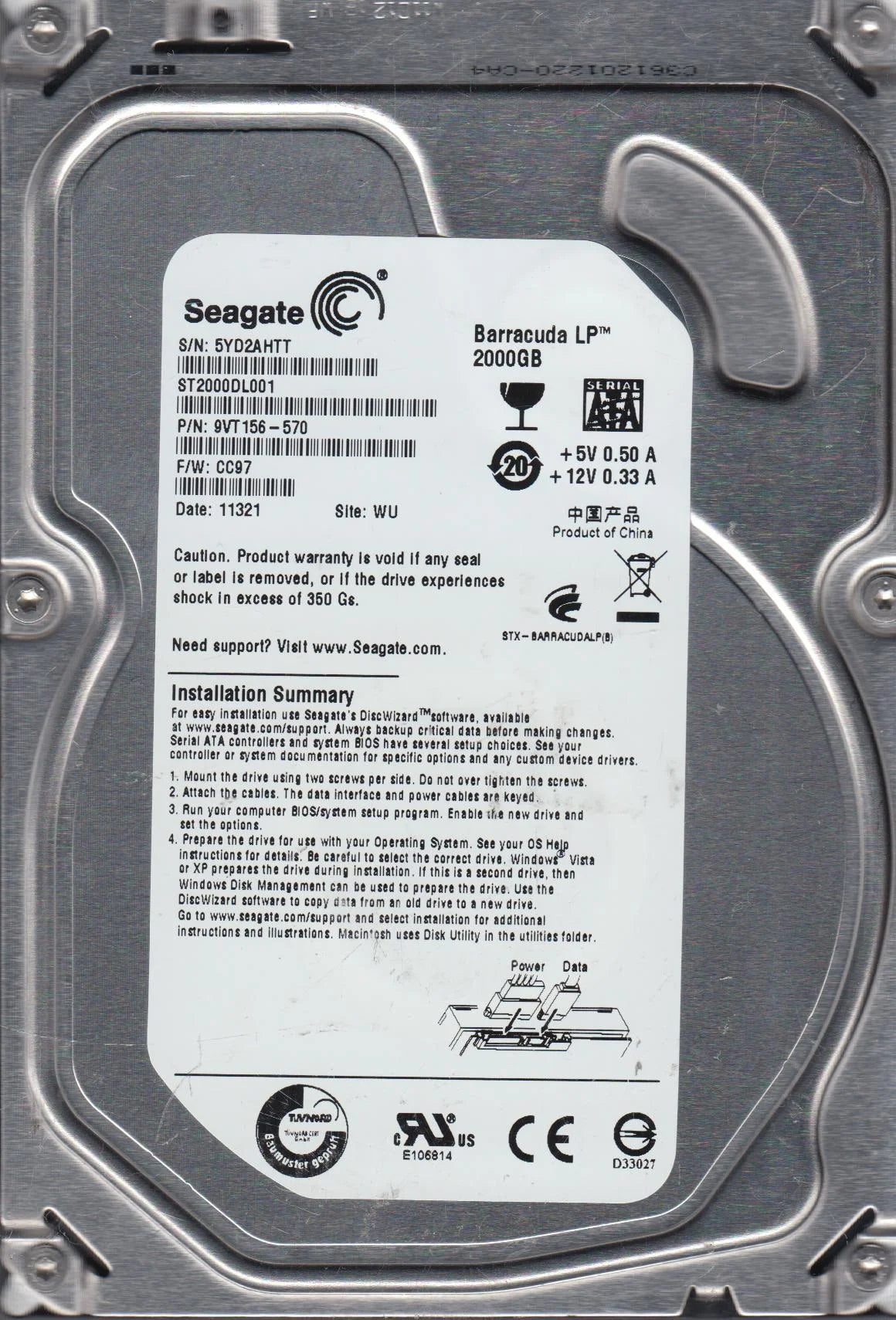 2TB SATA 3.5 Hard Drive L75402