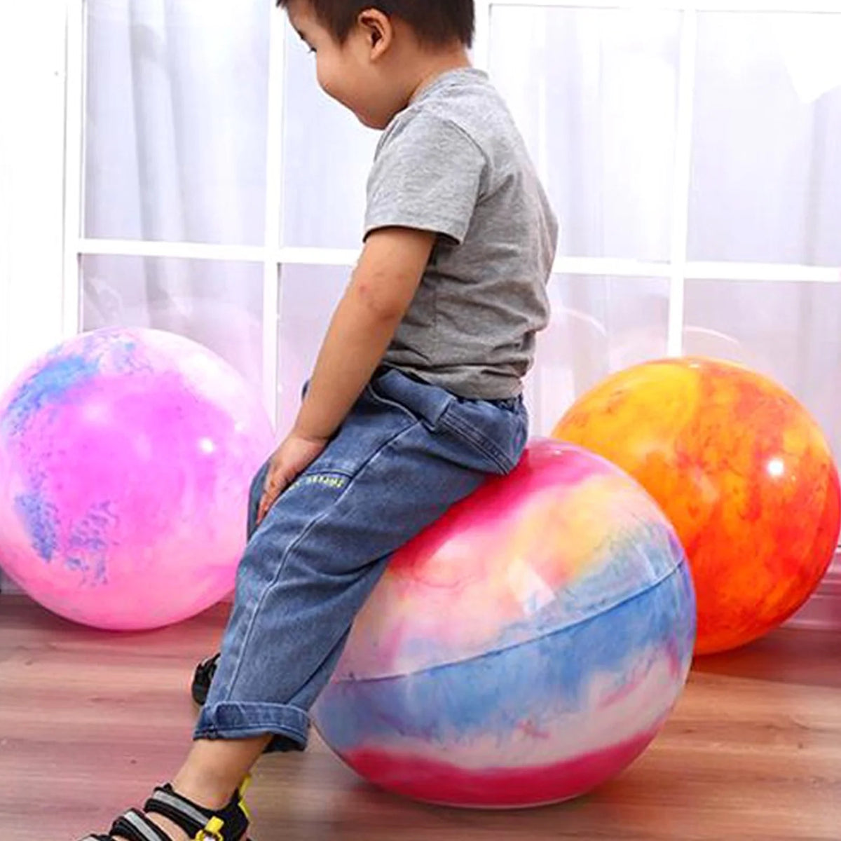 4Pcs 15 Inch Marbleized Bouncy Rubber Playground Sensory Balls K621739