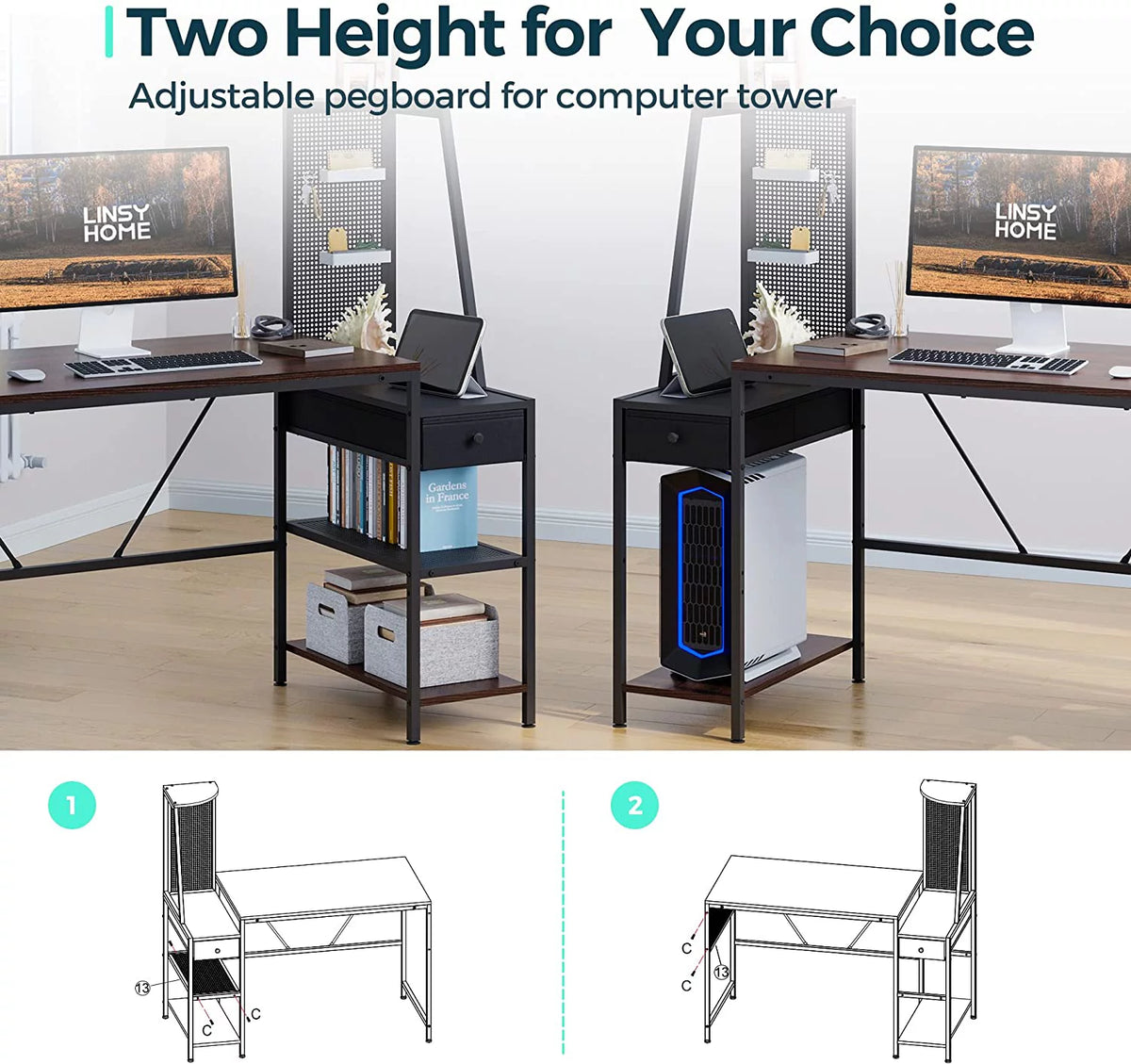 48 Inch Computer Desk with Shelves and Storage Drawer Z104647