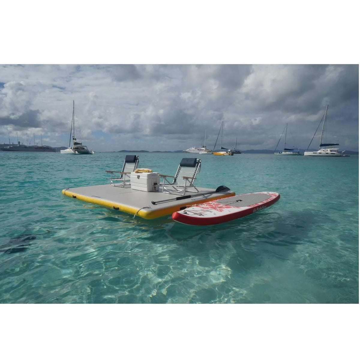 6-Ft Yellow and White Inflatable Dock with Handles O9437