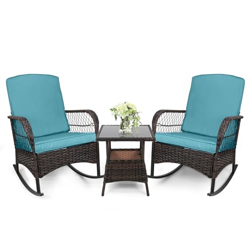 3 pcs PE Wicker Outdoor Rocking Chairs P974