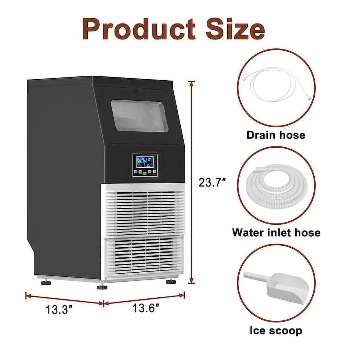 Countertop Bullet Ice Maker with Ice Scoop and Built-in Rack C567815