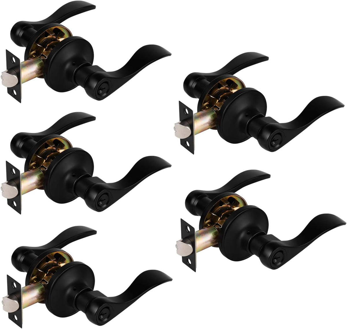 2 Pack Keyless Black Privacy Door Lever Lock Set P33823