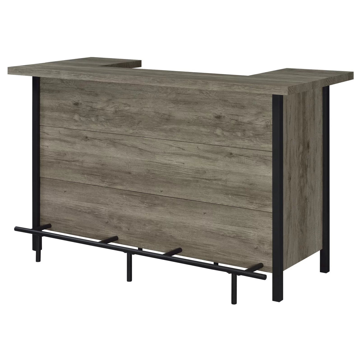 Bar Unit with Footrest Grey Driftwood and Black A35029