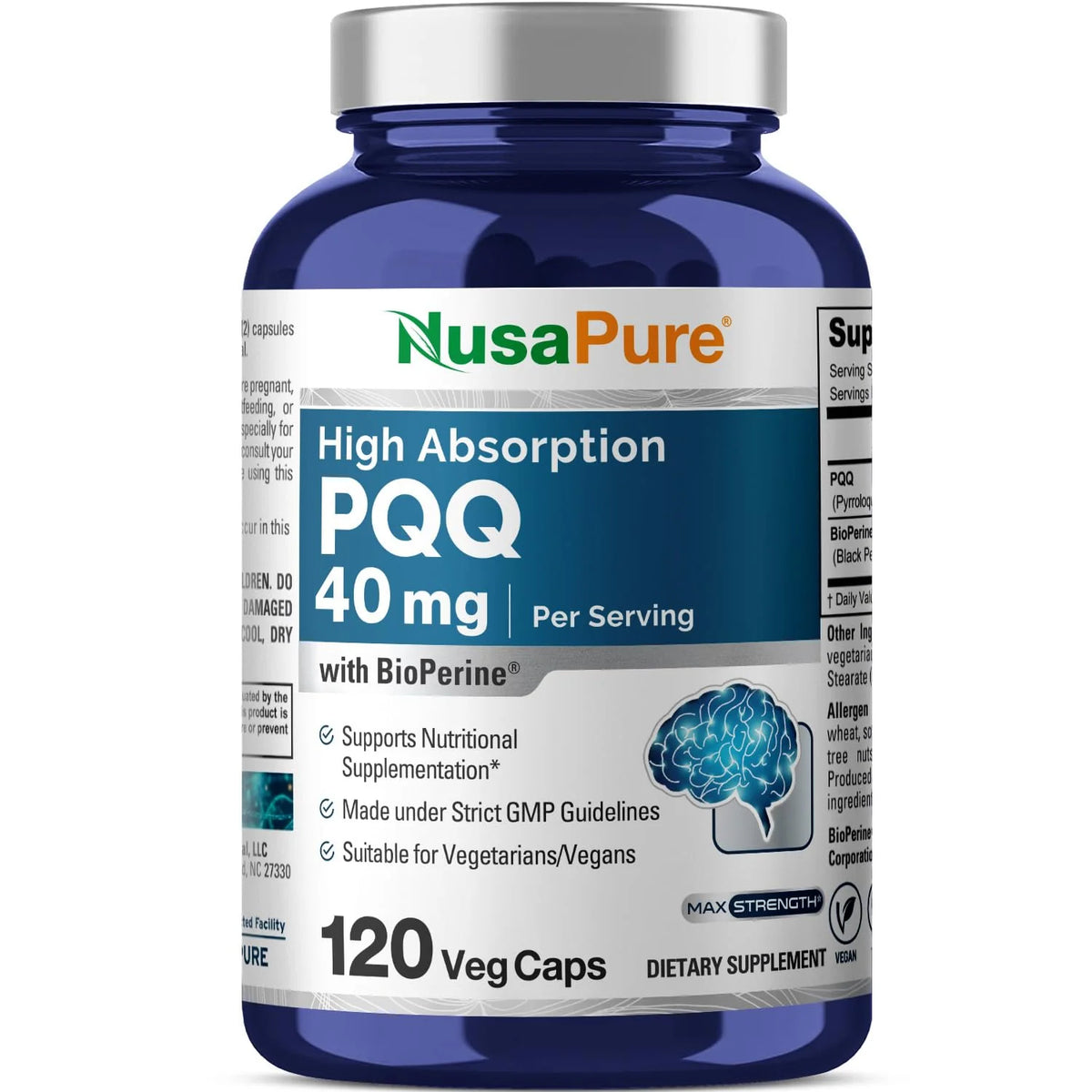 40 mg 120 Veggie Capsules PQQ Supplement O7180