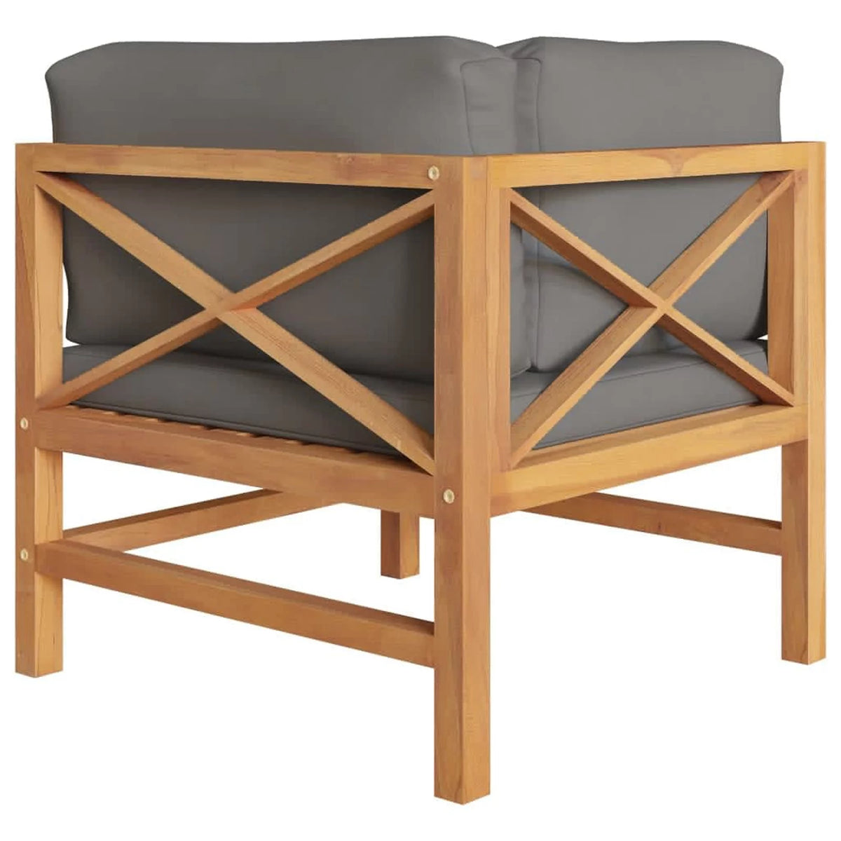 2-Seater Teak Wood Patio Sofa with Gray Cushions I890