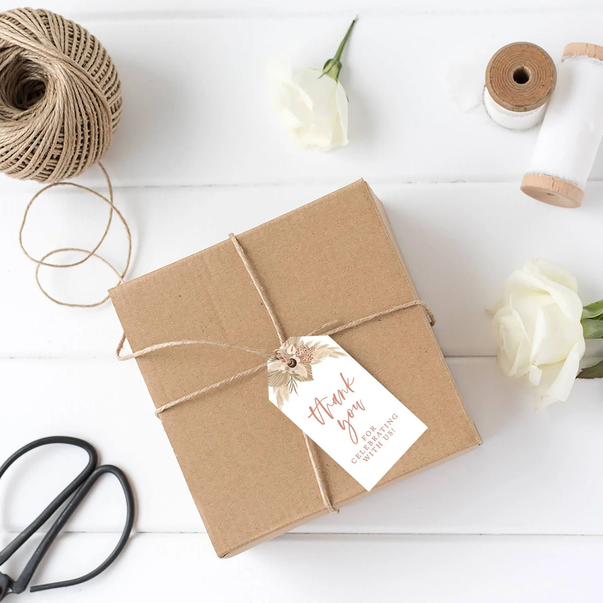 Boho Dried Palm Leaves Cardstock Tags with Bakers 100-Pk S305