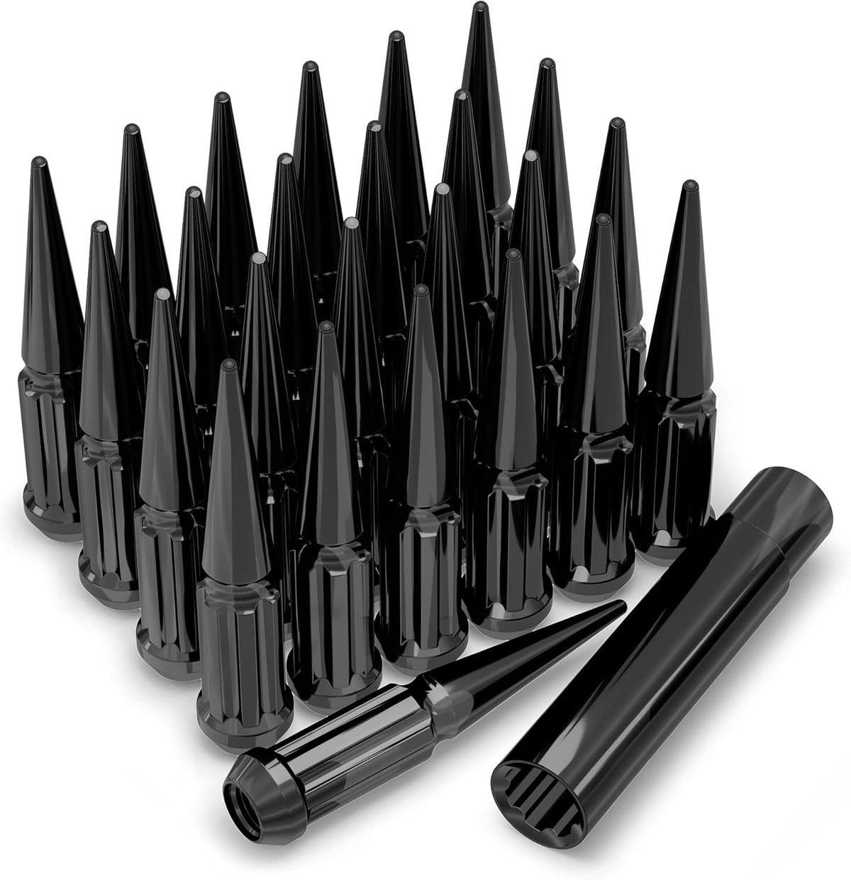 Black 1/2"-20 1-Pc Spline Spike Lug Nut Set, 33 Pack C573