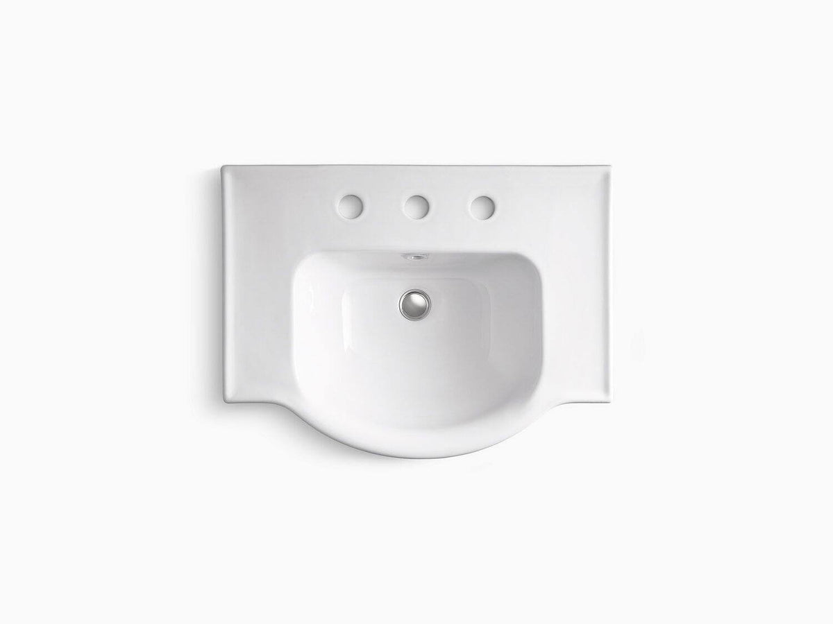 Biscuit 24 In. Pedestal Bathroom Sink with 8 In. Widespread Faucet Holes J121718