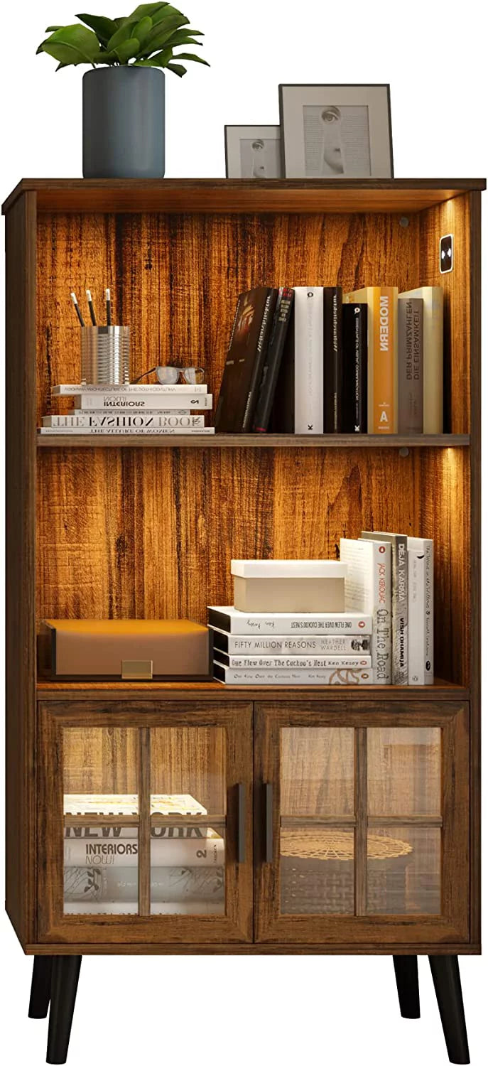 3 Shelf Wood Bookcase with Door K2143