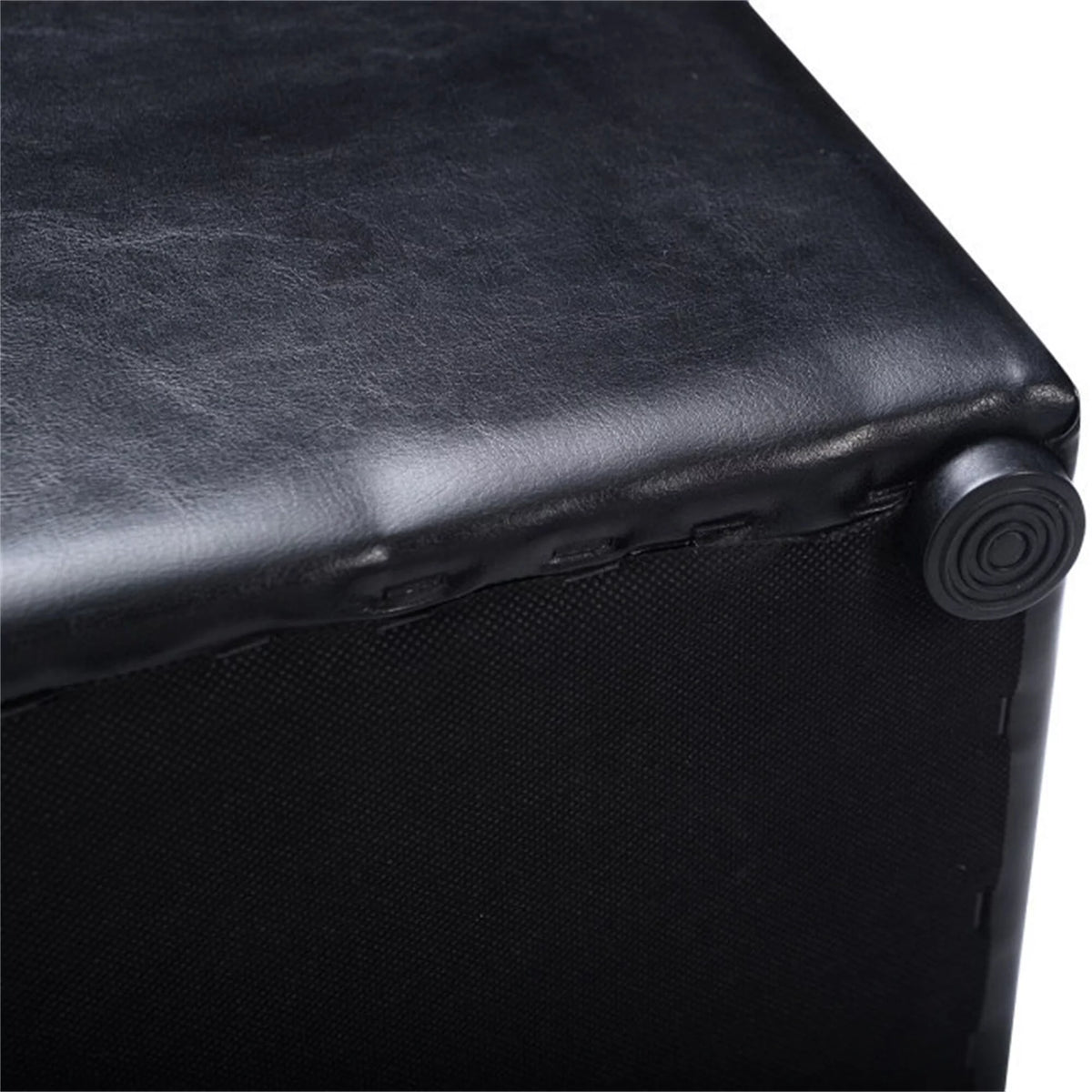 16 Inch Black PU Leather Ottoman Pouffe Storage Box I1698