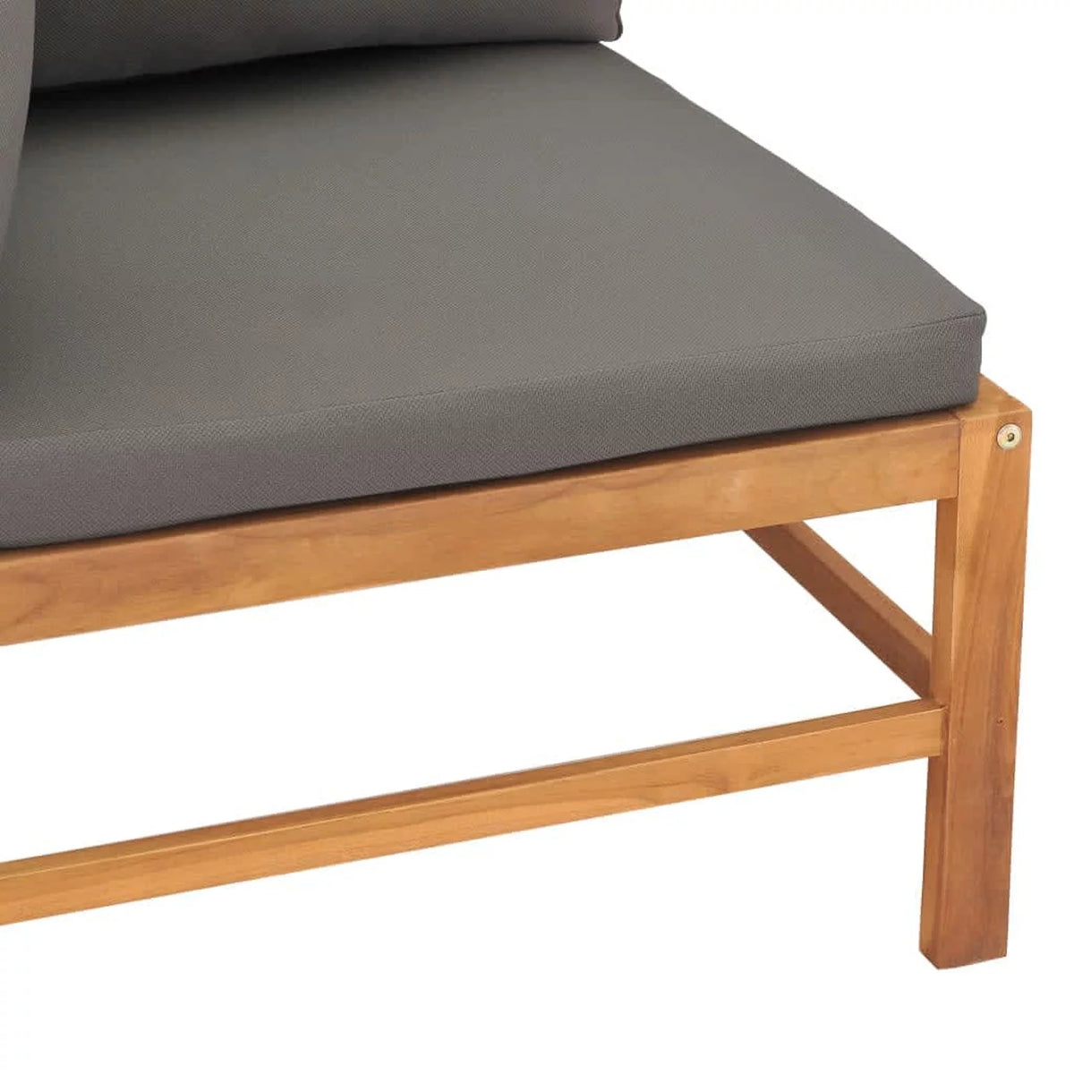 2-Seater Teak Wood Patio Sofa with Gray Cushions I890