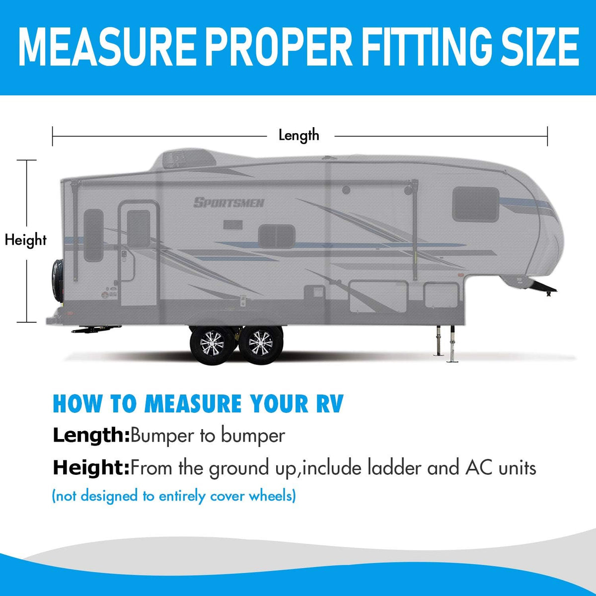 5th Wheel RV Cover 3-Ply Ripstop Waterproof with Steel Pole (26'-29') H65603